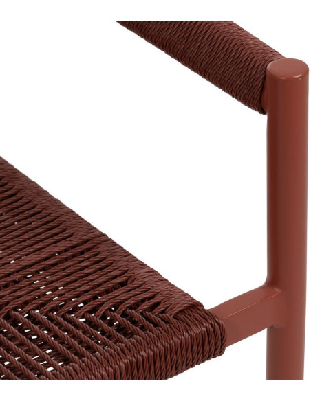 Fauteuil de table extérieur moderne en Rotin polyéthylène Tressé Métal Terracotta Dario (Lot de 2) - 9