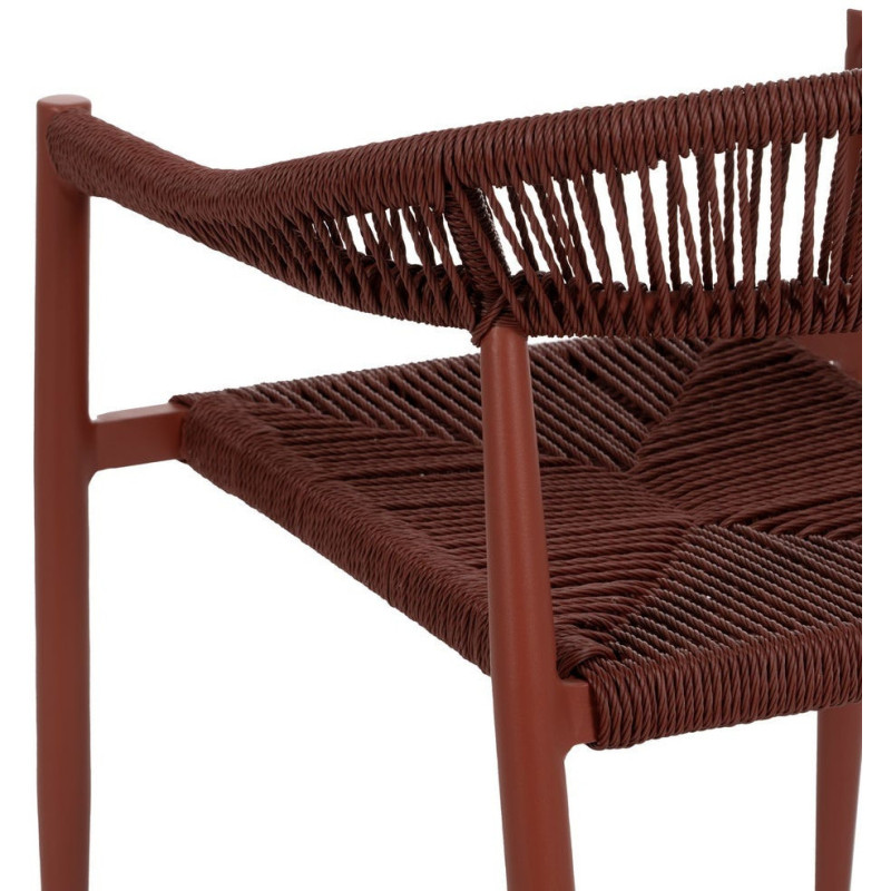 Fauteuil de table extérieur moderne en Rotin polyéthylène Tressé Métal Terracotta Dario (Lot de 2) - 10