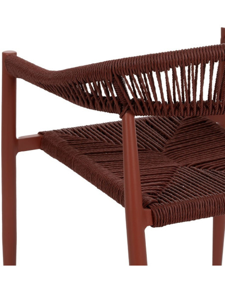 Fauteuil de table extérieur moderne en Rotin polyéthylène Tressé Métal Terracotta Dario (Lot de 2) - 10