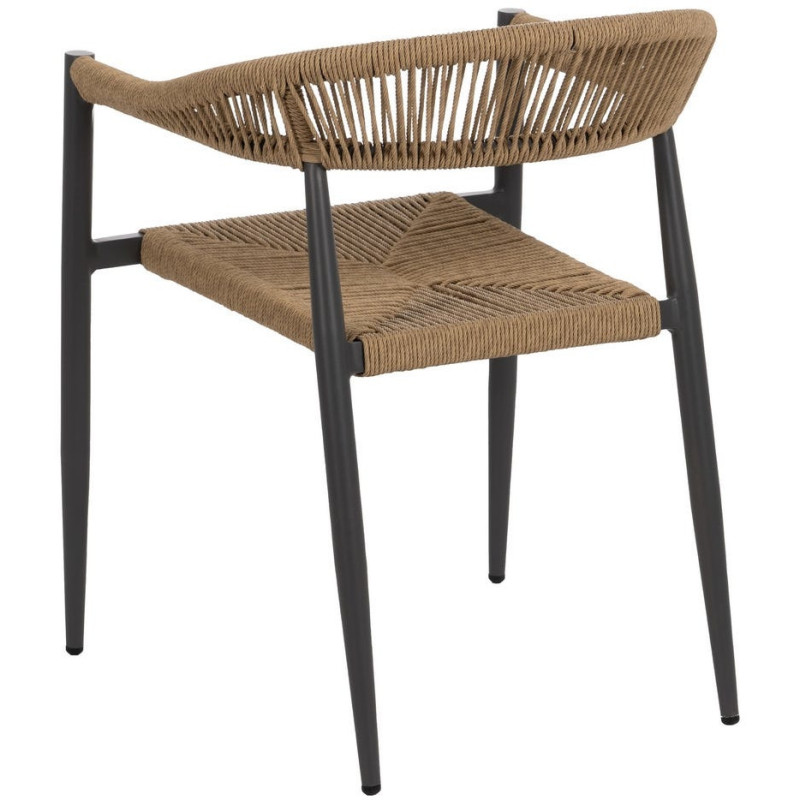 Fauteuil de table extérieur moderne en Rotin polyéthylène Naturel Tressé Métal Gris Dario (Lot de 2) - 4