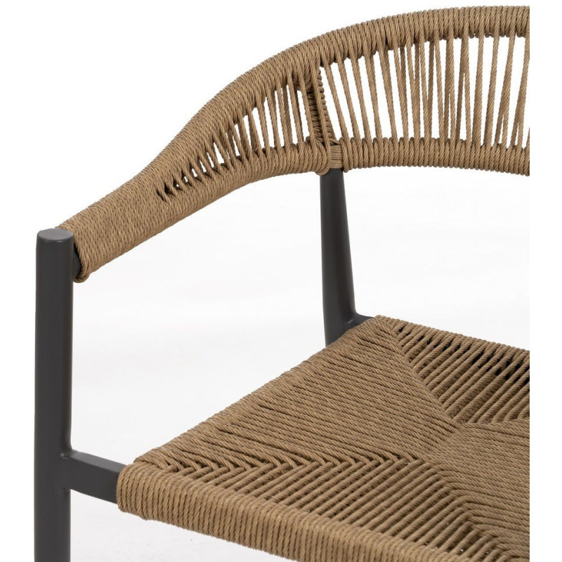 Fauteuil de table extérieur moderne en Rotin polyéthylène Naturel Tressé Métal Gris Dario (Lot de 2) - 6