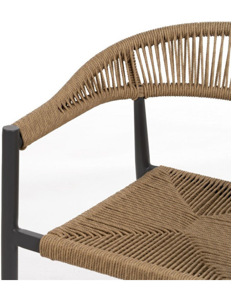 Fauteuil de table extérieur moderne en Rotin polyéthylène Naturel Tressé Métal Gris Dario (Lot de 2) - 6