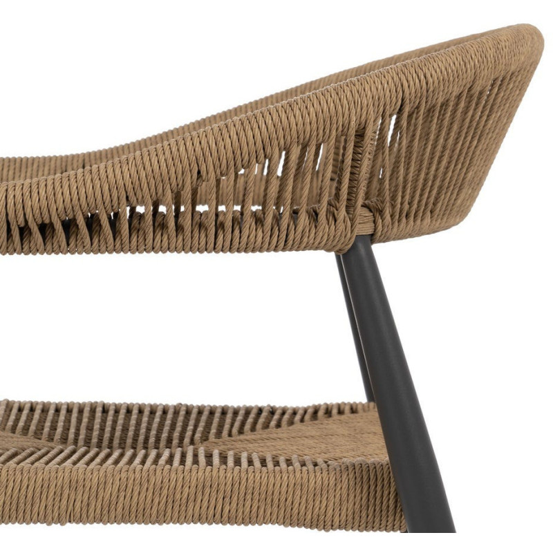 Fauteuil de table extérieur moderne en Rotin polyéthylène Naturel Tressé Métal Gris Dario (Lot de 2) - 7