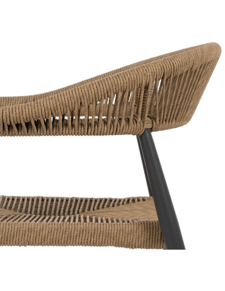 Fauteuil de table extérieur moderne en Rotin polyéthylène Naturel Tressé Métal Gris Dario (Lot de 2) - 7