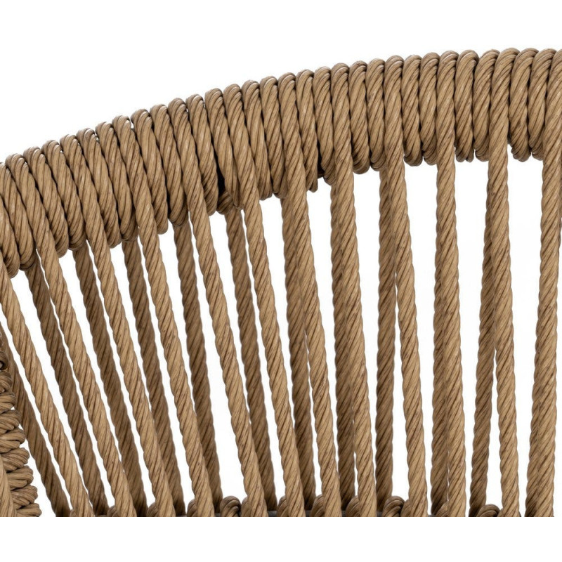 Fauteuil de table extérieur moderne en Rotin polyéthylène Naturel Tressé Métal Gris Dario (Lot de 2) - 8