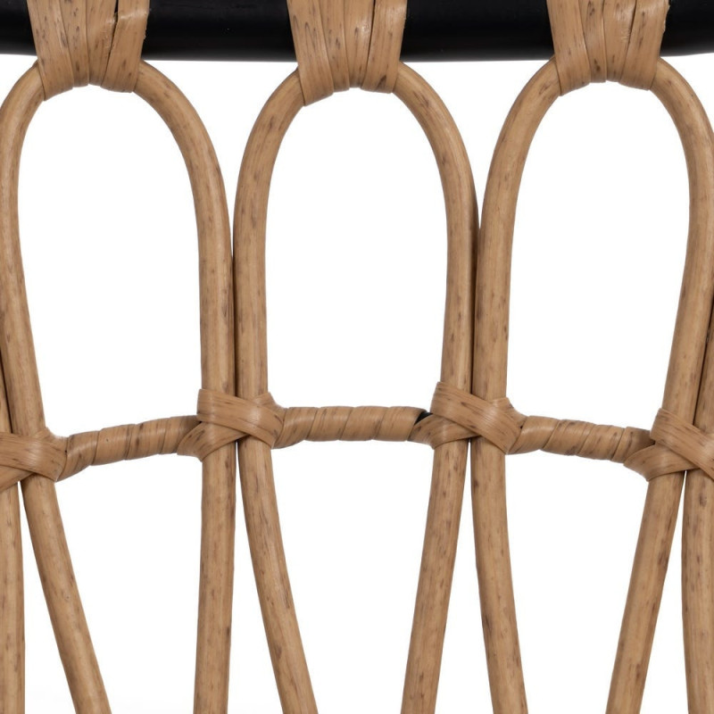 Tabouret de bar extérieur vintage chic en Rotin polyéthylène Naturel Tressé Métal Noir Javia (Lot de 2) - 11