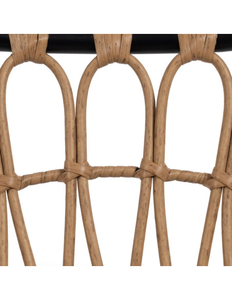 Tabouret de bar extérieur vintage chic en Rotin polyéthylène Naturel Tressé Métal Noir Javia (Lot de 2) - 11