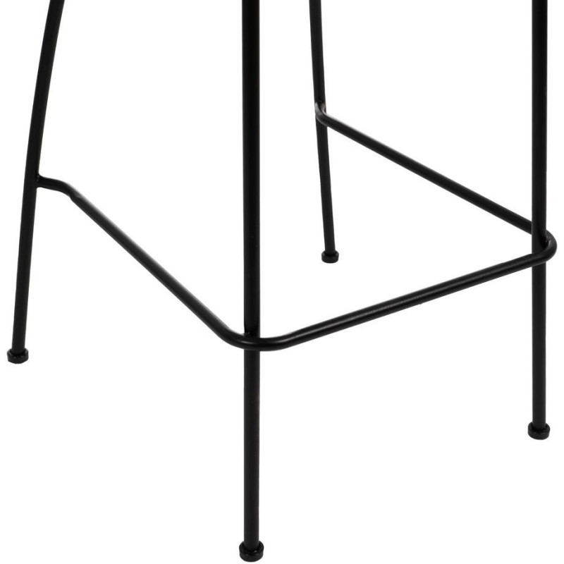 Tabouret de bar extérieur vintage chic en Rotin polyéthylène Naturel Tressé Métal Noir Javia (Lot de 2) - 12