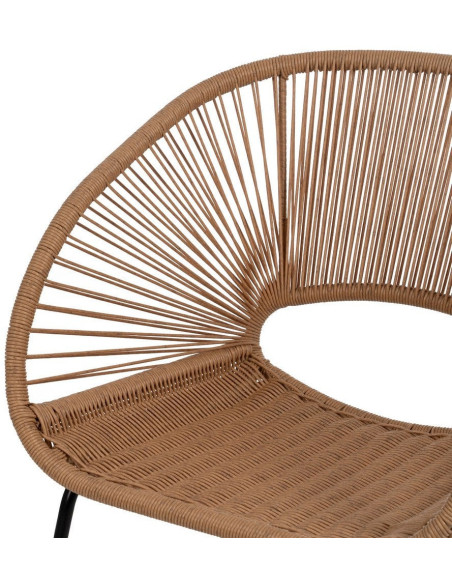 Fauteuil de table extérieur vintage chic en Rotin polyéthylène Naturel Tressé Métal Noir Rayo (Lot de 2) - 6