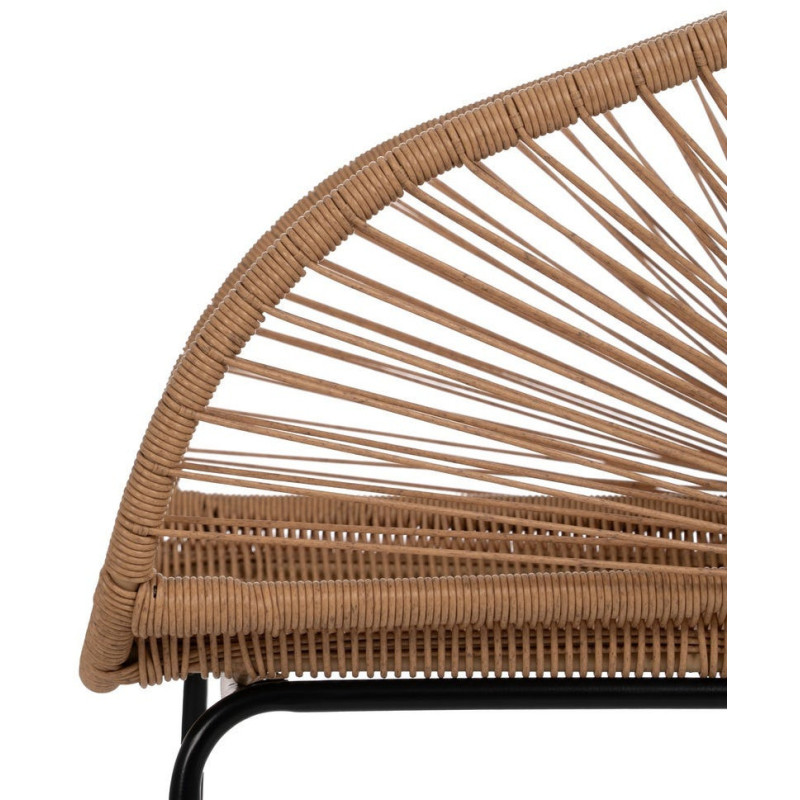 Fauteuil de table extérieur vintage chic en Rotin polyéthylène Naturel Tressé Métal Noir Rayo (Lot de 2) - 7