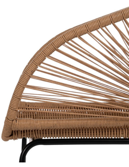 Fauteuil de table extérieur vintage chic en Rotin polyéthylène Naturel Tressé Métal Noir Rayo (Lot de 2) - 7