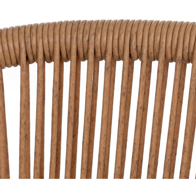 Fauteuil de table extérieur vintage chic en Rotin polyéthylène Naturel Tressé Métal Noir Rayo (Lot de 2) - 8