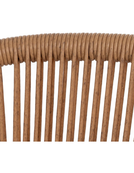 Fauteuil de table extérieur vintage chic en Rotin polyéthylène Naturel Tressé Métal Noir Rayo (Lot de 2) - 8