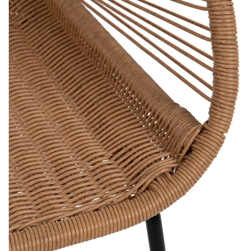 Fauteuil de table extérieur vintage chic en Rotin polyéthylène Naturel Tressé Métal Noir Rayo (Lot de 2) - 9