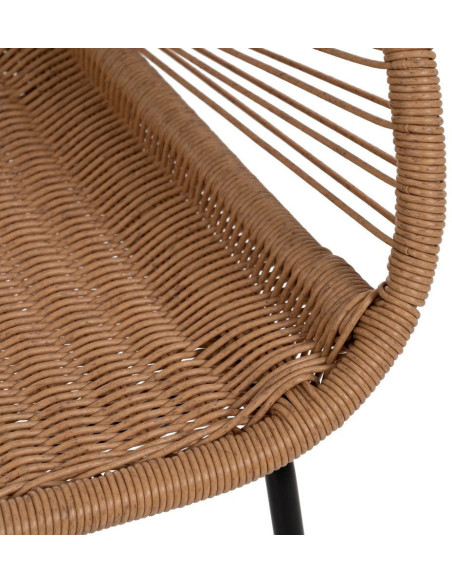 Fauteuil de table extérieur vintage chic en Rotin polyéthylène Naturel Tressé Métal Noir Rayo (Lot de 2) - 9