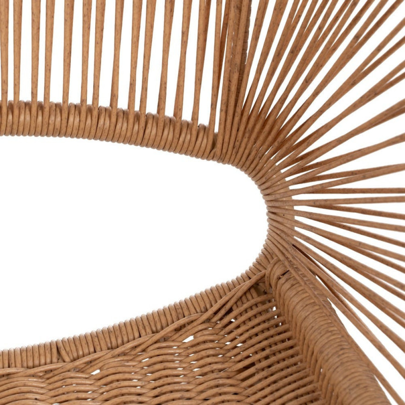 Fauteuil de table extérieur vintage chic en Rotin polyéthylène Naturel Tressé Métal Noir Rayo (Lot de 2) - 11