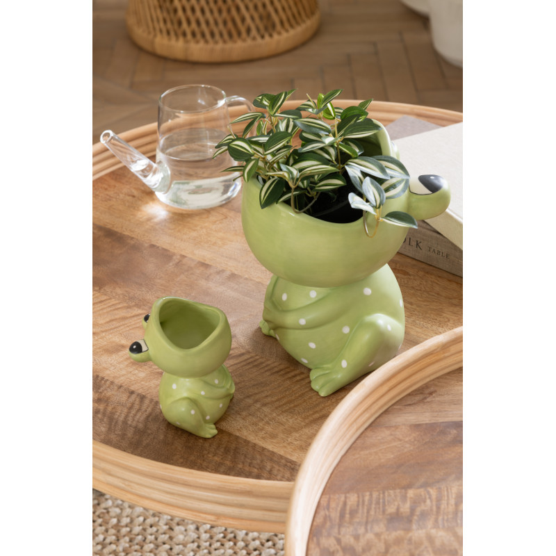 Cache-pot Grenouille Diamètre 15 cm en Dolomite Vert Ortensia - 2