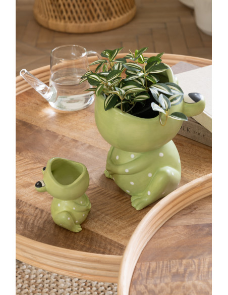 Cache-pot Grenouille Diamètre 15 cm en Dolomite Vert Ortensia - 2