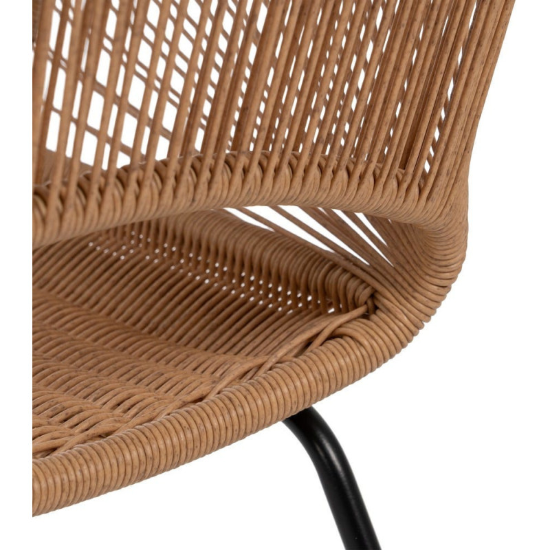 Fauteuil de table extérieur vintage chic en Rotin polyéthylène Naturel Tressé Métal Noir Rayo (Lot de 2) - 12