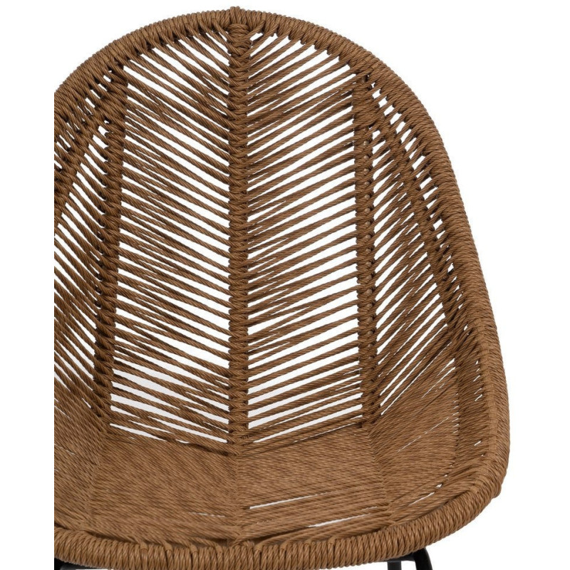 Chaise de jardin vintage chic en Rotin polyéthylène Naturel Tressé Métal Noir Felia (Lot de 2) - 4