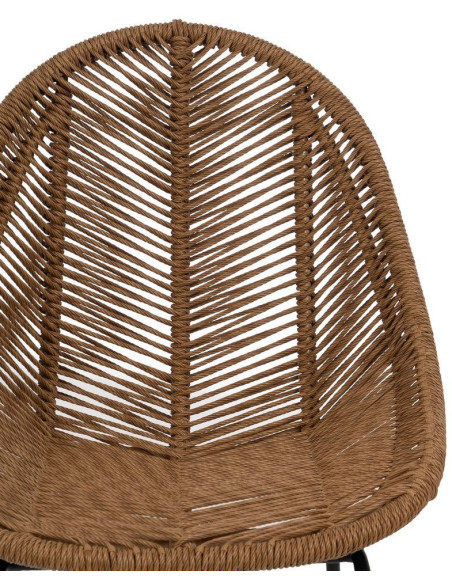 Chaise de jardin vintage chic en Rotin polyéthylène Naturel Tressé Métal Noir Felia (Lot de 2) - 4