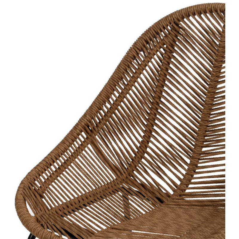 Chaise de jardin vintage chic en Rotin polyéthylène Naturel Tressé Métal Noir Felia (Lot de 2) - 5