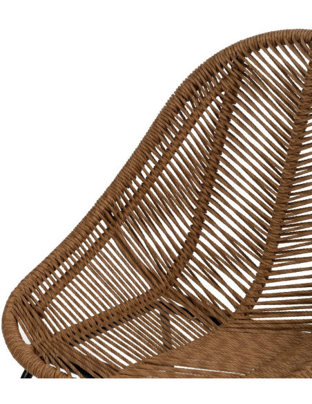 Chaise de jardin vintage chic en Rotin polyéthylène Naturel Tressé Métal Noir Felia (Lot de 2) - 5