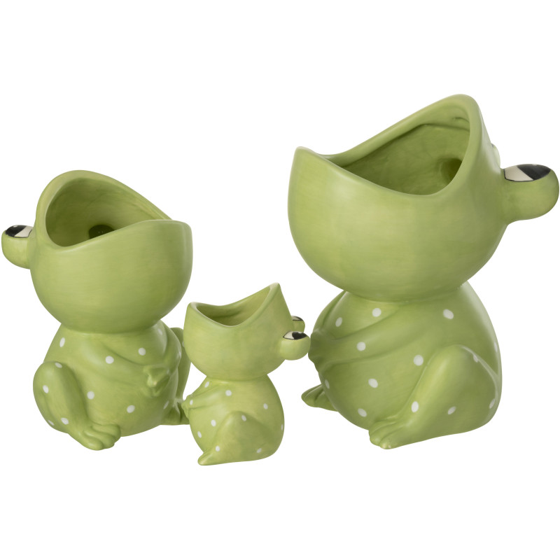 Cache-pot Grenouille Diamètre 15 cm en Dolomite Vert Ortensia - 3