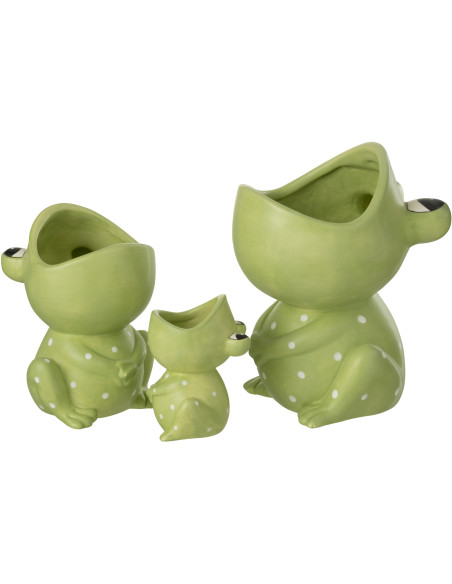 Cache-pot Grenouille Diamètre 15 cm en Dolomite Vert Ortensia - 3