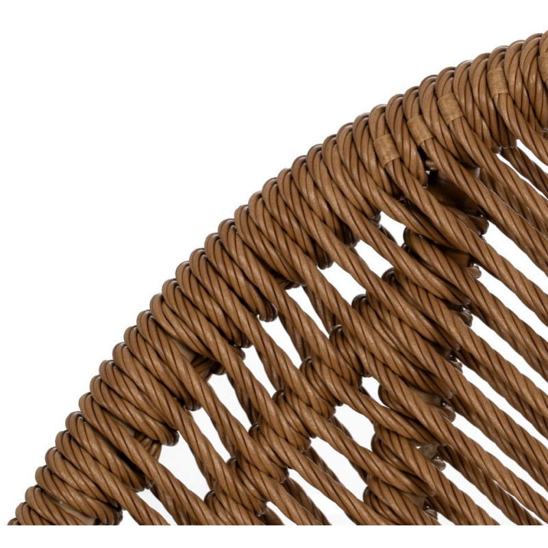 Chaise de jardin vintage chic en Rotin polyéthylène Naturel Tressé Métal Noir Felia (Lot de 2) - 6