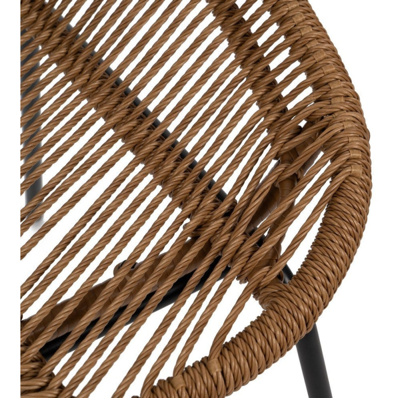 Chaise de jardin vintage chic en Rotin polyéthylène Naturel Tressé Métal Noir Felia (Lot de 2) - 7