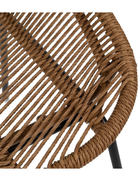 Chaise de jardin vintage chic en Rotin polyéthylène Naturel Tressé Métal Noir Felia (Lot de 2) - 7