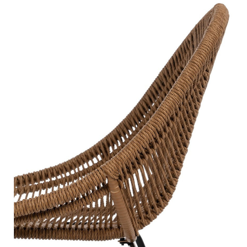 Chaise de jardin vintage chic en Rotin polyéthylène Naturel Tressé Métal Noir Felia (Lot de 2) - 8