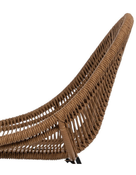 Chaise de jardin vintage chic en Rotin polyéthylène Naturel Tressé Métal Noir Felia (Lot de 2) - 8