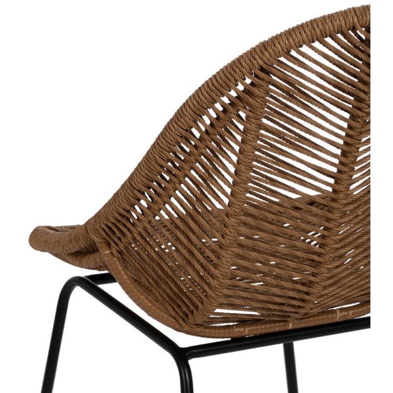 Chaise de jardin vintage chic en Rotin polyéthylène Naturel Tressé Métal Noir Felia (Lot de 2) - 9