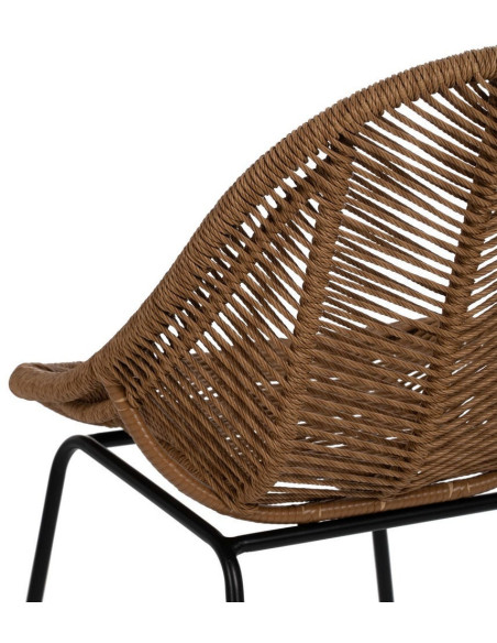 Chaise de jardin vintage chic en Rotin polyéthylène Naturel Tressé Métal Noir Felia (Lot de 2) - 9