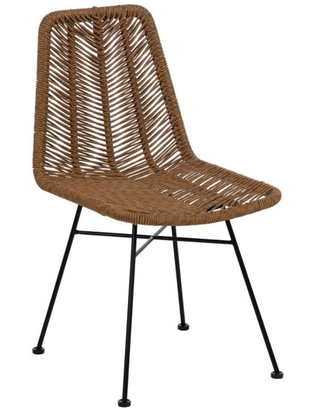 Chaise de jardin vintage chic en Rotin polyéthylène Naturel Tressé Métal Noir Tara (Lot de 2) - 1