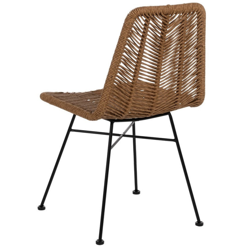 Chaise de jardin vintage chic en Rotin polyéthylène Naturel Tressé Métal Noir Tara (Lot de 2) - 4