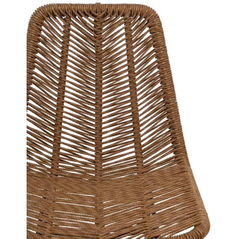 Chaise de jardin vintage chic en Rotin polyéthylène Naturel Tressé Métal Noir Tara (Lot de 2) - 5