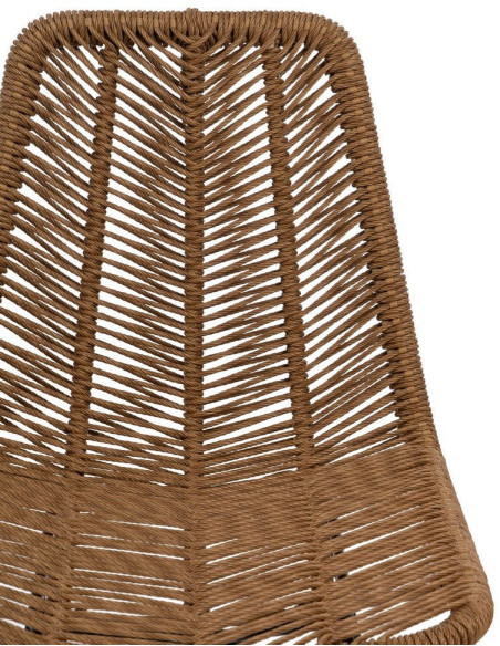 Chaise de jardin vintage chic en Rotin polyéthylène Naturel Tressé Métal Noir Tara (Lot de 2) - 5