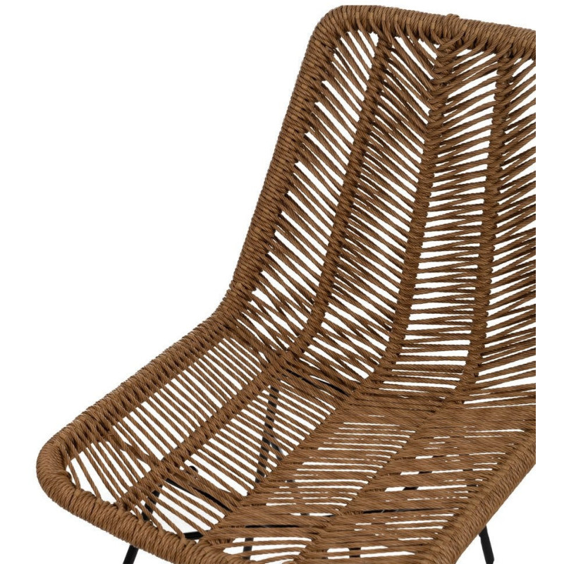 Chaise de jardin vintage chic en Rotin polyéthylène Naturel Tressé Métal Noir Tara (Lot de 2) - 6