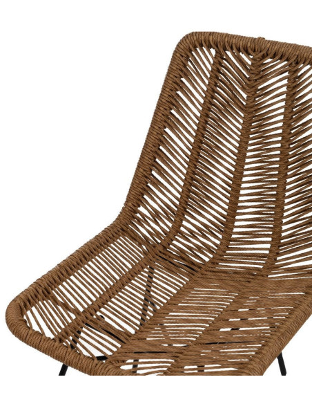 Chaise de jardin vintage chic en Rotin polyéthylène Naturel Tressé Métal Noir Tara (Lot de 2) - 6