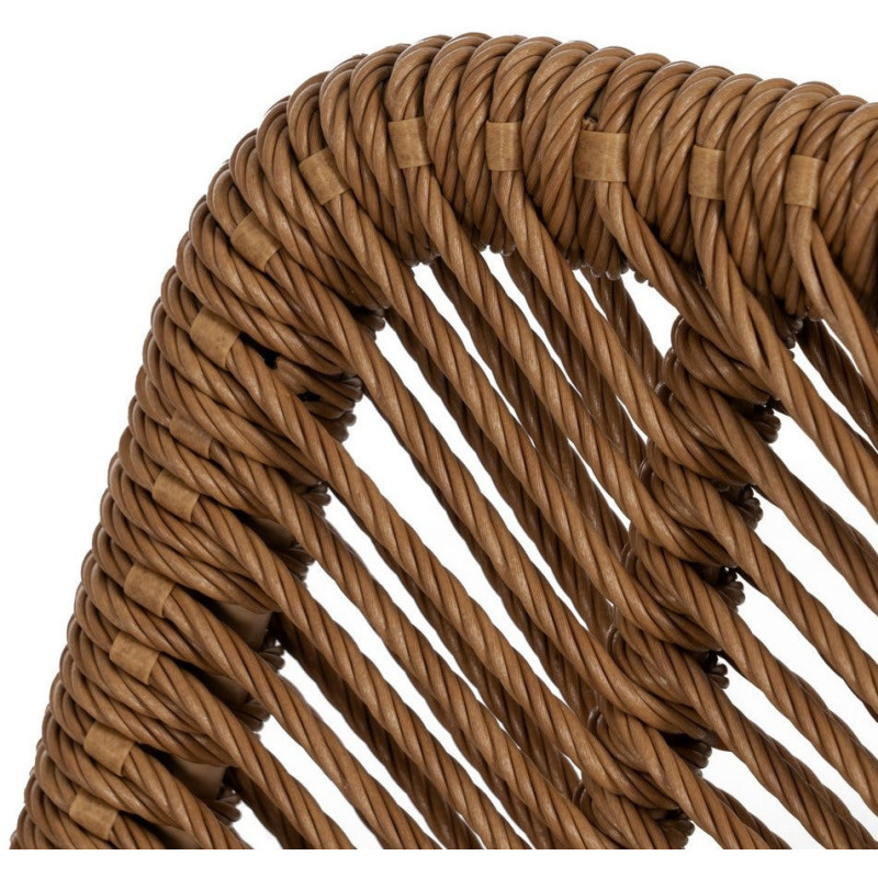 Chaise de jardin vintage chic en Rotin polyéthylène Naturel Tressé Métal Noir Tara (Lot de 2) - 7