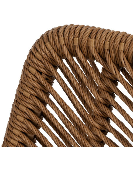 Chaise de jardin vintage chic en Rotin polyéthylène Naturel Tressé Métal Noir Tara (Lot de 2) - 7