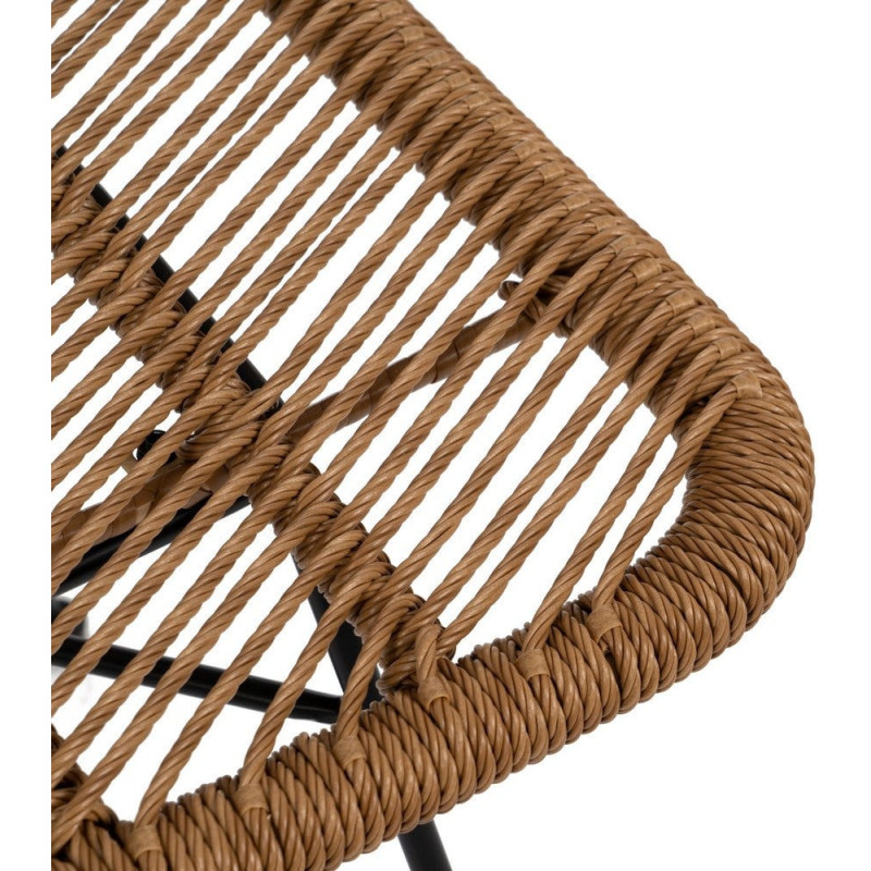 Chaise de jardin vintage chic en Rotin polyéthylène Naturel Tressé Métal Noir Tara (Lot de 2) - 8