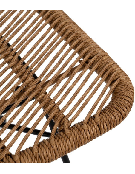 Chaise de jardin vintage chic en Rotin polyéthylène Naturel Tressé Métal Noir Tara (Lot de 2) - 8