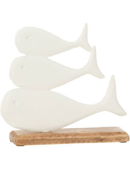 Objet déco à poser Baleines superposée Hauteur 20 cm en Métal Blanc Bois Naturel Ursa - 1