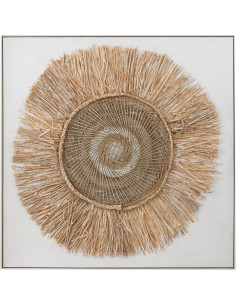 Cadre déco XL Carré Cercle en Raphia 100x100 Sharyl - 1