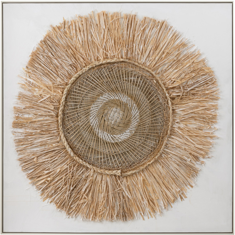 Cadre déco XL Carré Cercle en Raphia 100x100 Sharyl - 1