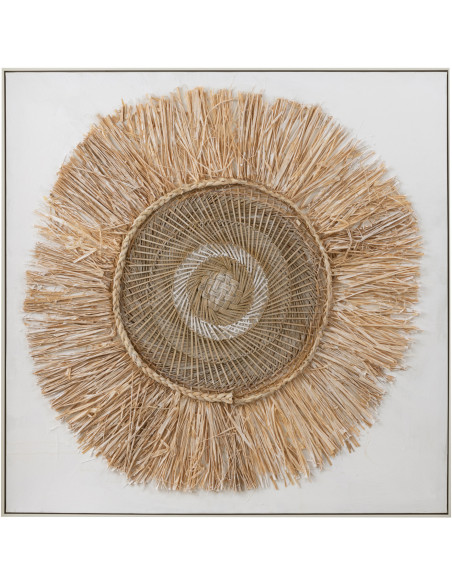 Cadre déco XL Carré Cercle en Raphia 100x100 Sharyl - 1